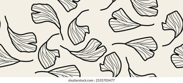 Vector seamless background. Minimalistic abstract leaf pattern. Modern print. Ideal for textile design, screensavers, covers, cards, invitations and posters.