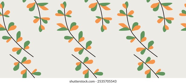 Vector seamless background. Minimalistic abstract leaf pattern. Modern print. Ideal for textile design, screensavers, covers, cards, invitations and posters.