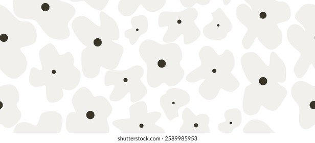 Vector seamless background. Minimalistic abstract floral pattern. Modern print on light background. Perfect for textile design, screensavers, covers, cards, invitations and posters.