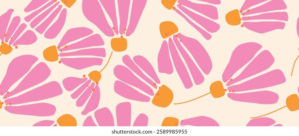 Vector seamless background. Minimalistic abstract floral pattern. Modern print on light background. Perfect for textile design, screensavers, covers, cards, invitations and posters.