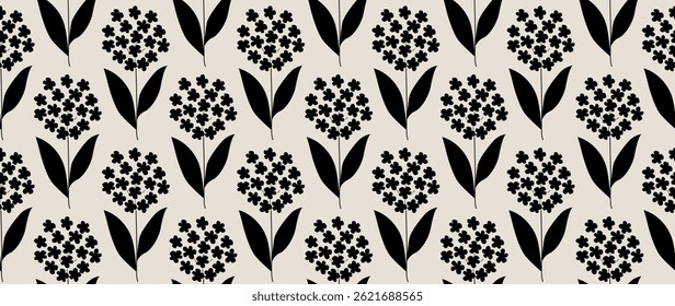 Vector de fondo sin fisuras. Patrón floral abstracto minimalista. Perfecto para el diseño textil, protectores de pantalla, cubiertas, tarjetas, invitaciones y carteles.