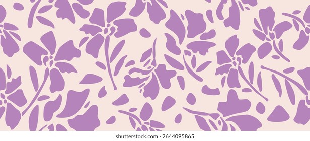Vector seamless background. Minimalistic abstract floral pattern. Modern print on light background. Perfect for textile design, screensavers, covers, cards, invitations and posters.