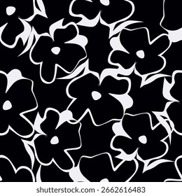 Vector seamless background. Minimalistic abstract floral pattern. Modern print in black color on a light background. Ideal for textile design. vector illustrations