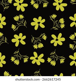 Vector de fondo sin fisuras. Patrón floral abstracto minimalista. Impresión moderna en color negro sobre un fondo claro. Ideal para el diseño textil. Ilustraciones vectoriales