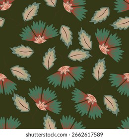Nahtloser Vektorhintergrund. Minimalistisches abstraktes Blumenmuster. Moderner Druck in schwarzer Farbe auf hellem Hintergrund. Ideal für textiles Design. Vektorgrafiken
