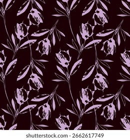 Fundo sem emenda do vetor. Padrão floral abstrato minimalista. Impressão moderna em preto sobre um fundo claro. Ideal para design têxtil. ilustrações vetoriais