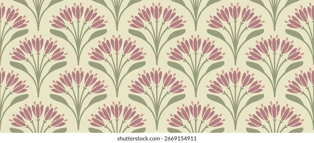 Vector seamless background. Minimalistic abstract floral pattern. Modern colorful print on light background. Perfect for textile design, screensavers, covers, cards, invitations and posters.