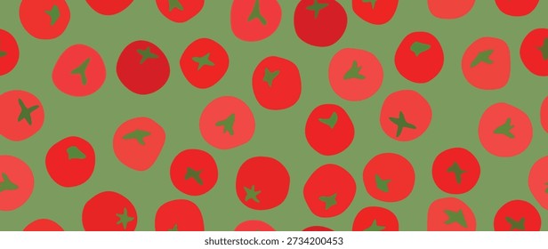 Vector seamless background. Minimalistic abstract vegetable pattern. Modern tomato print. Perfect for textile design, screensavers, covers, cards, invitations and posters.