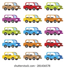 vector seamless background with multicolored cars