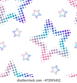 Vector seamless background. Multicolored stars, consisting of circles. The pattern for your design.