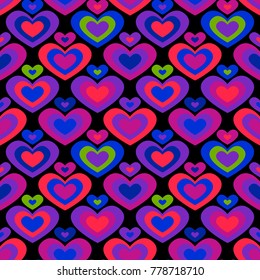 Vector seamless  background with neon heart. Wedding or Valentine's day pattern