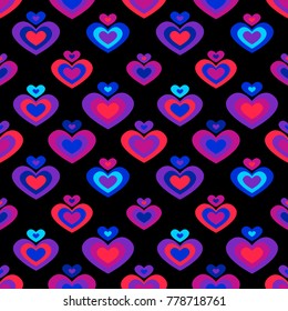Vector seamless  background with neon heart. Wedding or Valentine's day pattern