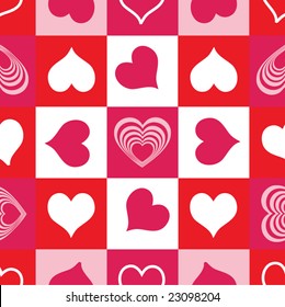 vector seamless background with nine full hearts and 16 halves