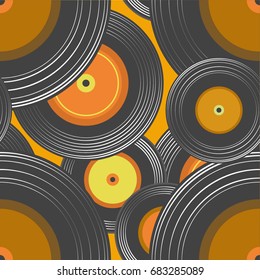 Vector seamless background old musical vinyl records