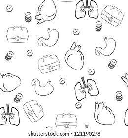 Vector seamless background on medicine