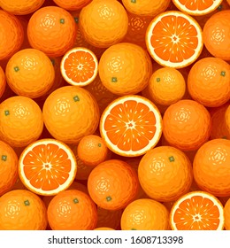 Vector seamless background with orange fruit.