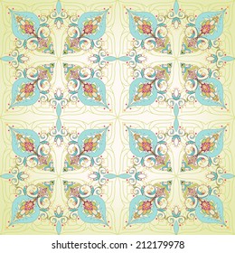 Vector seamless background. Oriental floral pattern. Simple delicate ornament.