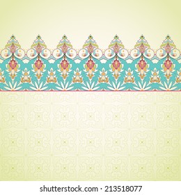 Vector seamless background. Oriental floral border. Simple delicate ornament.