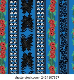 Vector seamless background with oriental indian traditional flower. Pattern imitating wooden texture on backdrop. Hand drawing.