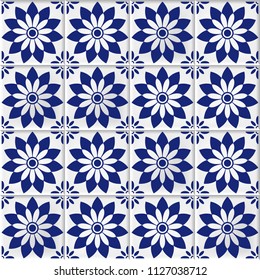 vector seamless background with oriental mosaic tiles