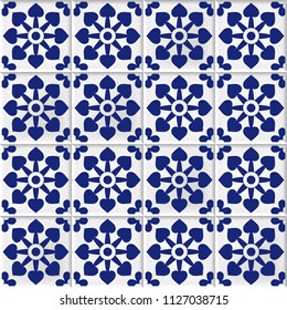 vector seamless background with oriental mosaic tiles