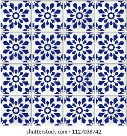 vector seamless background with oriental mosaic tiles