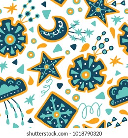 vector seamless background with ornate weather sky kites