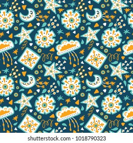 vector seamless background with ornate weather sky kites