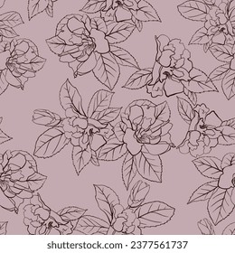 Vector de fondo transparente con contorno de rosas estilizadas. Hermoso fondo floral.