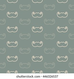 Vector seamless background with outlined and dashed mustaches
