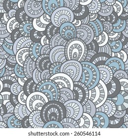 Vector seamless background of overlapping blue striped circles