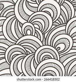 Vector seamless background of overlapping striped circles