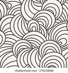 Vector seamless background of overlapping striped circles