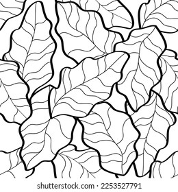 Vektornahtloser Hintergrund mit gemalten, einfarbigen Blättern.