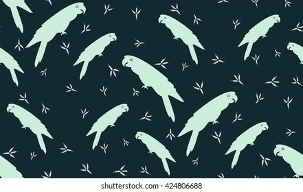 Vector seamless background of parrots