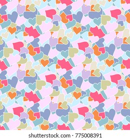 Vector seamless  background with pastel color retro hearts