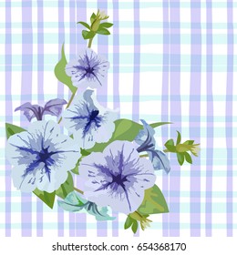 Vector seamless background in pastel colors, blue flowers
 cage