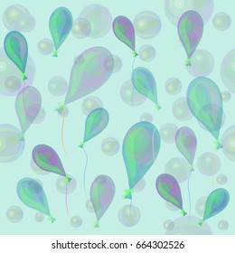 Vector seamless background in pastel colors, air balls, soap bubbles