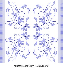 Vector seamless background in pastel colors, decorative pattern of blue petals