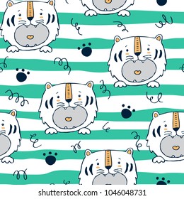 Vector seamless background pattern with baby tigers