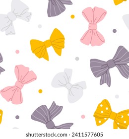 Vector seamless background pattern with bows and dots for surface pattern design 