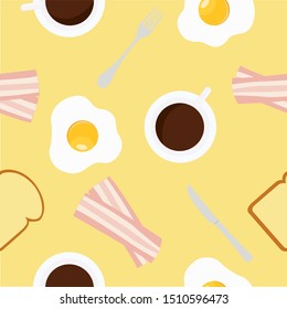 Vector Seamless Background Pattern Breakfast Themed