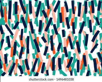 Vector seamless background pattern with brush stroke abstract shapes