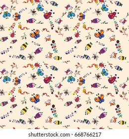 Vector seamless background pattern of children's drawings