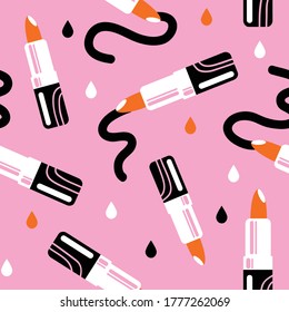 vector seamless  background pattern with colorful abstract lipstick for  fabric design, wrapping paper, notebooks covers,textile,backgrounds