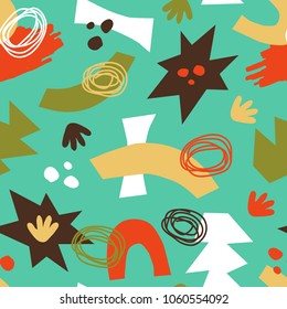 Vector seamless background pattern with cut out abstract shapes