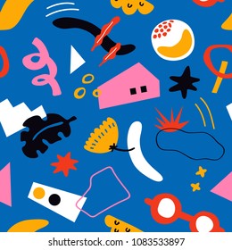 Vector seamless background pattern with cut out abstract shapes