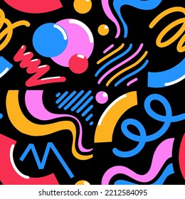 Vector seamless background pattern doodle illustration abstract shape, retro bright hand drawn, Abstract comic background , flat cartoon in children's style