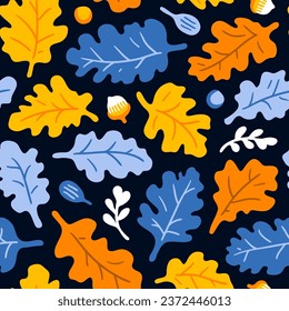 Vector seamless background pattern with falling leaves for surface pattern design 