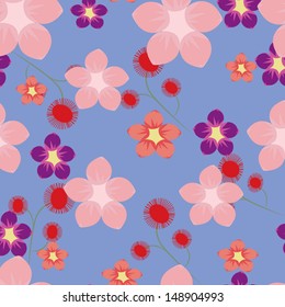 Vector seamless background pattern floral flowers  retro